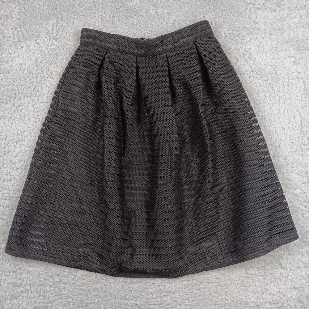 Forever 21 A-Line Skirt Women Medium Black Pleated Textured Mesh High Waist